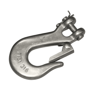 Крюк такелажный самозакрывающийся с вилкой Clevis Slip Hook, для цепи 1/4&quot; - 6 мм, длина 100 мм, нержавеющая сталь - купить с доставкой по Москве и России