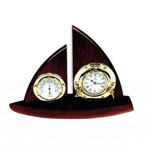 Часы и термометр настольный «Прусники», латунь, дерево - купить с доставкой по Москве и России