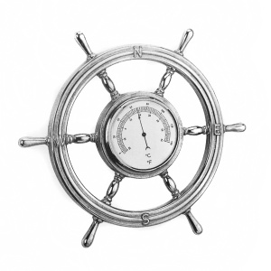 Термометр настенный «Штурвал», диаметр 32 см, хромированная латунь - купить с доставкой по Москве и России