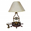 Лампа настольная с барометром с основанием в форме штурвала с канатом, 60W, полированная латунь  - купить с доставкой по Москве и России