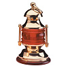 Лампа настольная «Фонарь», 25W, полированная латунь, красное стекло, дерево - купить с доставкой по Москве и России